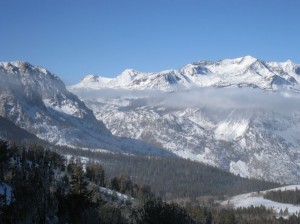 Peaks above Rush Creek and the June Lake Loop just after New Year's. Photo by Arya Degenhardt.