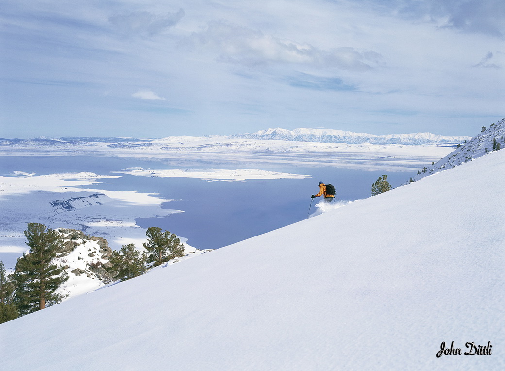skier-bighorn-add Lands included in the wilderness legislation, near Mt. Warren and above Mono Lake. Photo by John Dittli.
