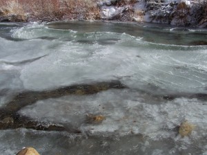 Ice terraces in Lee Vining Creek. Photo by Greg Reis.