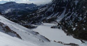 Snow-covered Ellery Lake. Photos by Greg Reis.