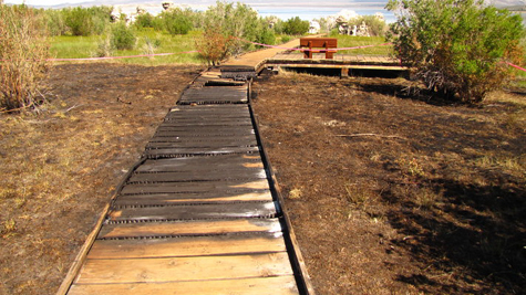 The burned section of the boardwalk at County Park, which is being replaced this weekend. Photo courtesy of Dave Marquart.