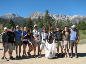 Students and leaders from Beyer High School along with OE staff were glad to help pick up trash along Lee Vining Creek.