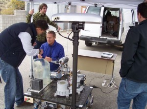 The drill (on top of the far end of the rover) is designed to be lightweight, yet strong enough to drill through basalt. Photo by Greg Reis.