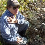 Bill Trush, with McBain & Trush, examines high water marks along Lee Vining Creek after the 2010 peak flow. Photo by Greg Reis. Bill Trush, with McBain & Trush, examines high water marks along Lee Vining Creek after the 2010 peak flow. Photo by Greg Reis.