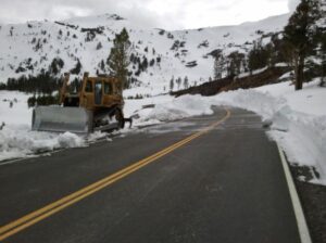 The end of the plowed road at the Tioga Lake Reservoir Dam. May 7, 2011 photo by Greg Reis.