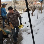 Greywater reuse demonstration project phase one in progress Joel and Regina at work