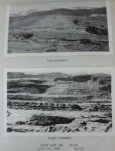 1936 photographs of the site where Grant Dam was built on Rush Creek during the early phases of construction. This dam allowed 3.5 million acre-feet of water to be exported from the Mono Basin to L.A. over the last 72 years.  