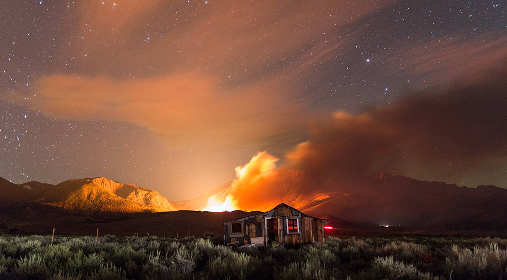 The Walker Fire, shortly after it ignited late on Friday, August 14. Photo courtesy of Todd Robertson.