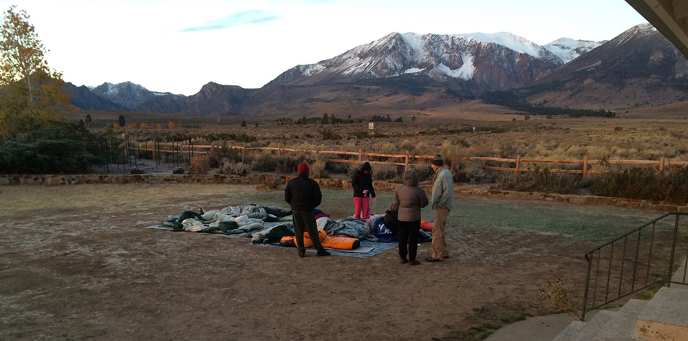 Students sleep outdoors under the stars at the OEC. Photo by Santiago Escruceria.