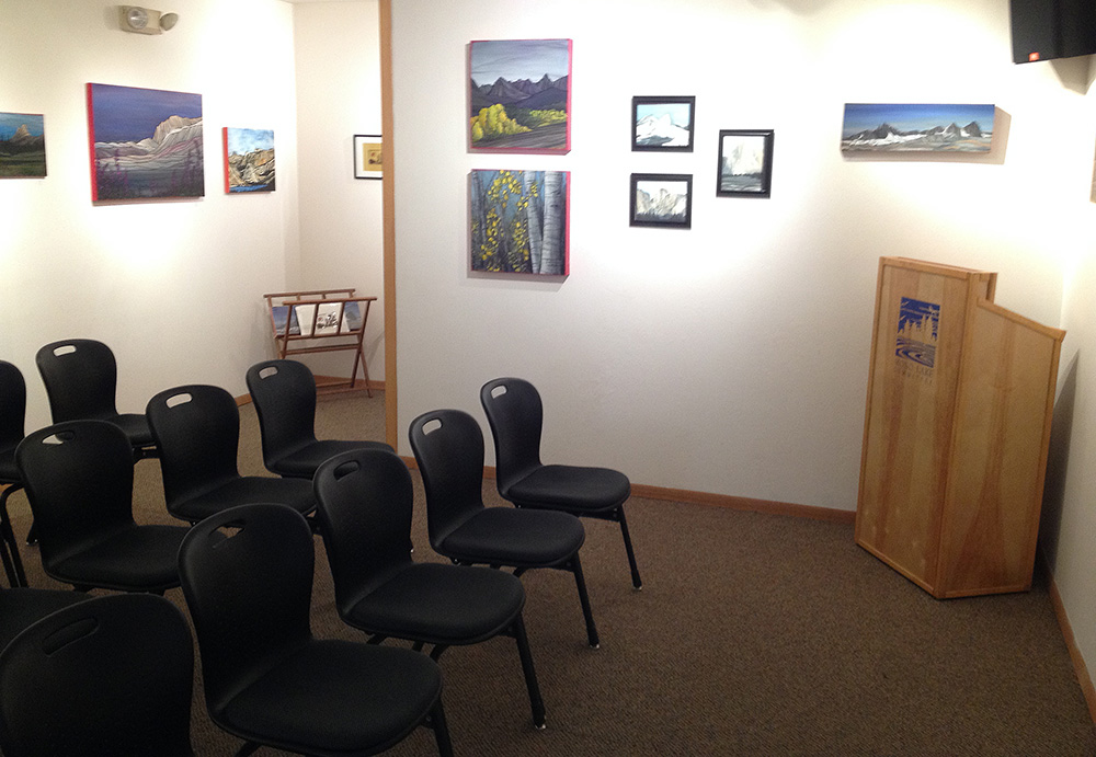 The recarpeted, repainted, gallery with a new show from local artist Ann Piersall. Photo by Elin Ljung.