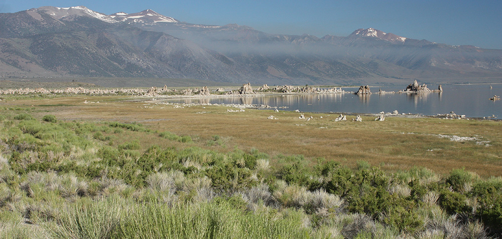 Smoke from the Marina Fire was visible at South Tufa yesterday morning. There is much less smoke today. Photo by Erv Nichols.