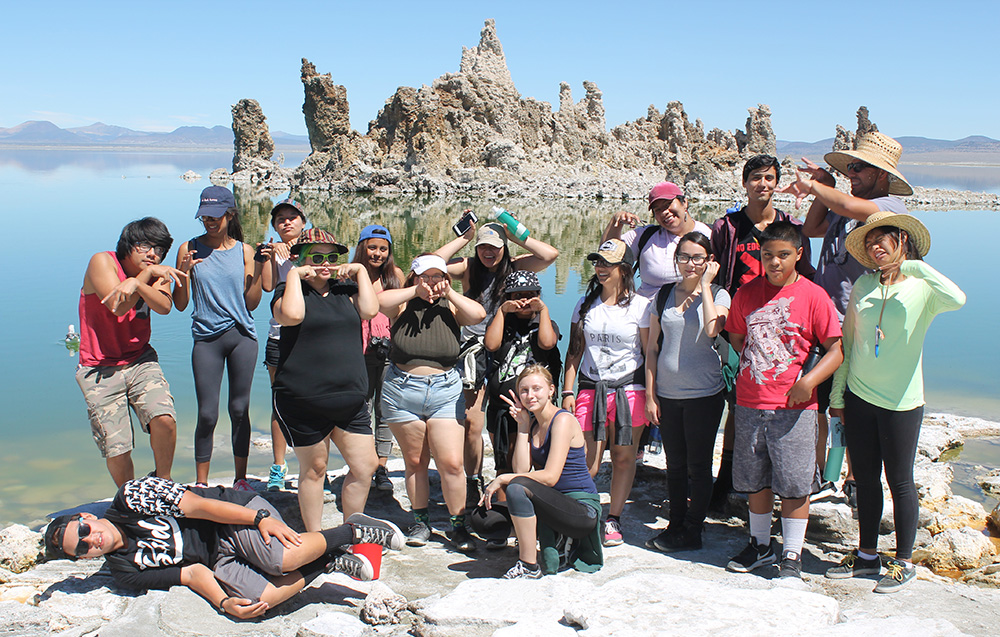 Members of CBE pause for a group photo after learning about the brine shrimp and the alkali fly. Photo by Antonia Chihuahua.