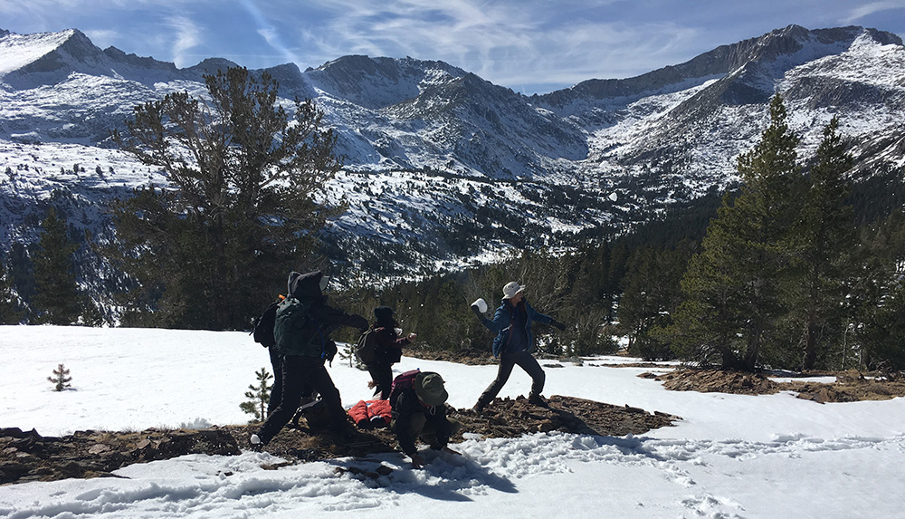 Team one in the Great Snowball Fight prepares for attack! Photo by Santiago Escruceria.