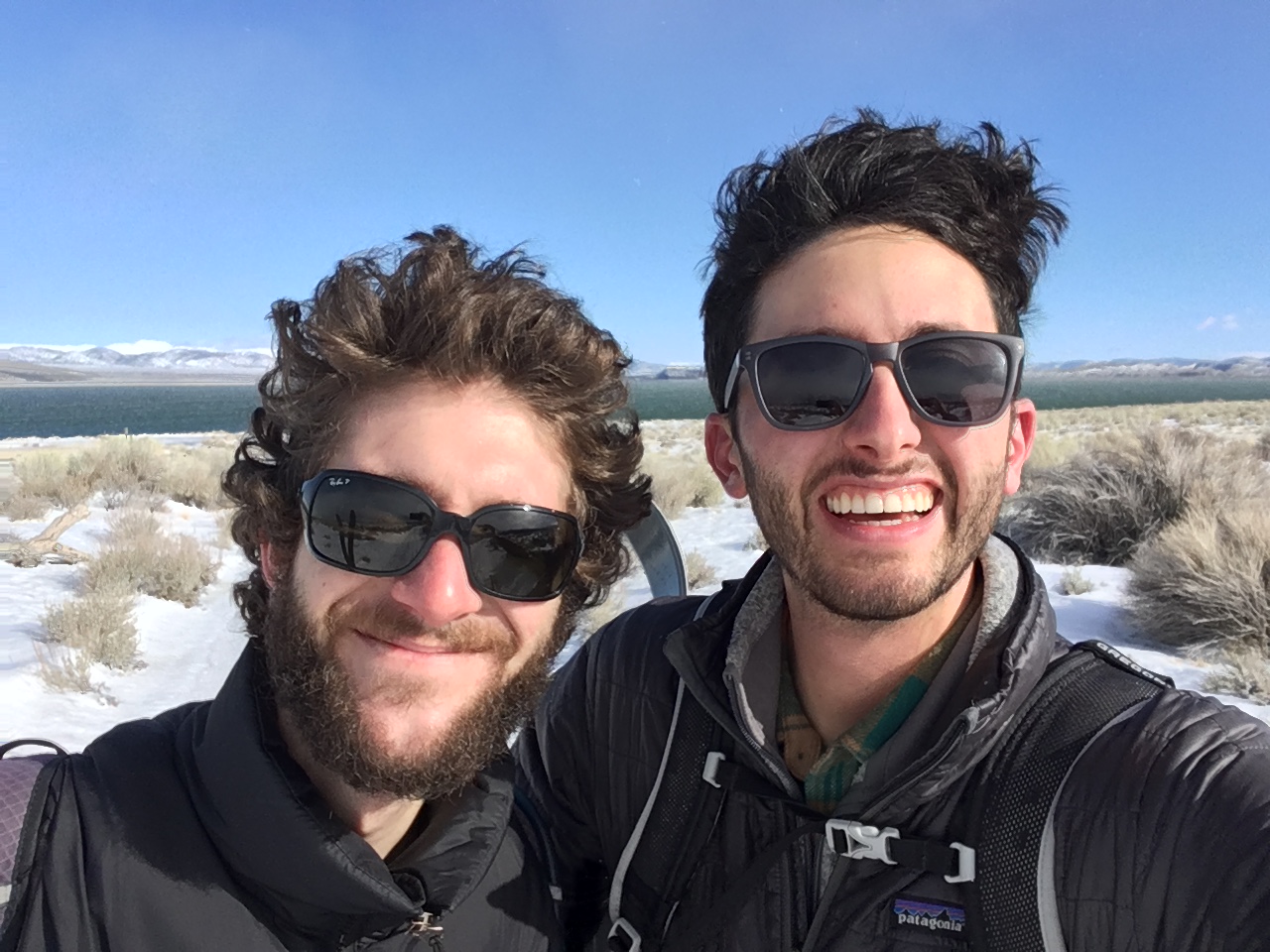 Project Specialists Andrew and Robbie braving the wind. Photo by Andrew Youssef.