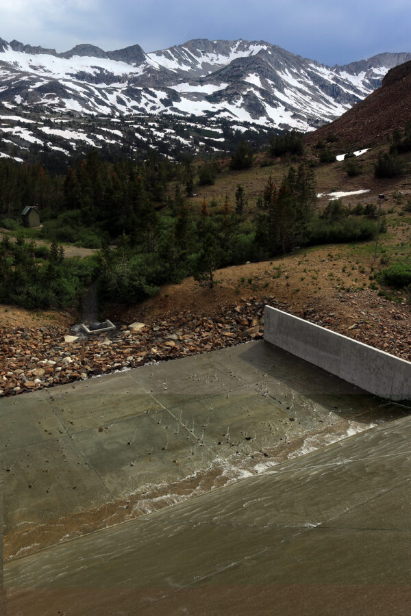 Saddlebag Lake Reservoir spills