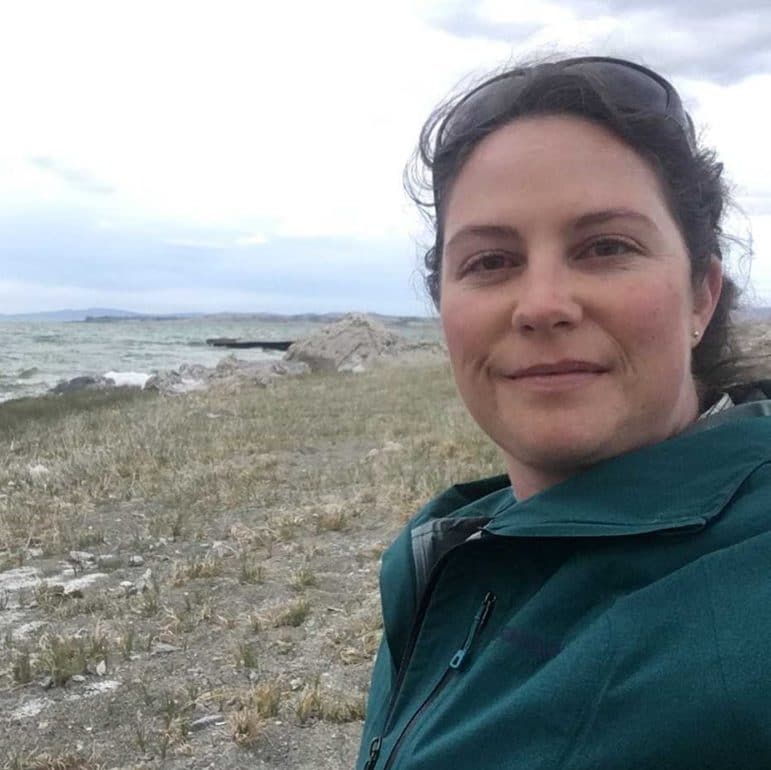 Head shot of Elin Ljung at Mono Lake.