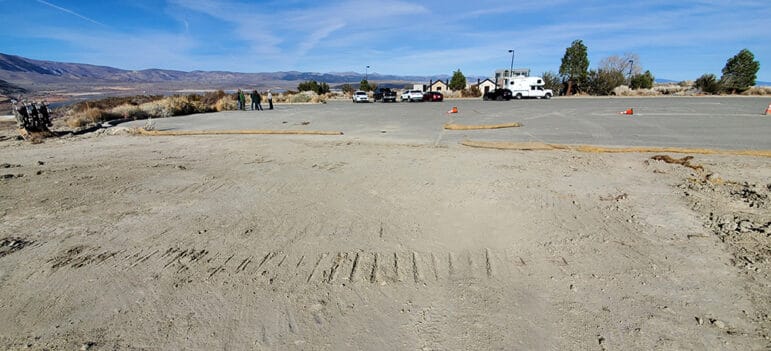 Part of the area where a landscaped berm screened the Visitor Center parking lot before CalRecycle mistakenly removed it.